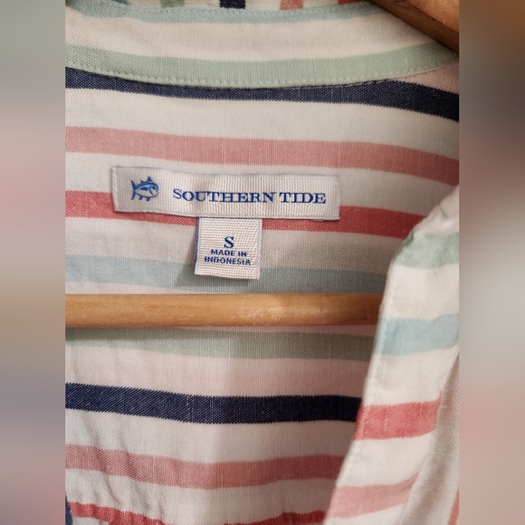 SOUTHERN TIDE KAMRYN STRIPED SHIRT DRESS CLASSIC WHITE - Picture 8 of 9